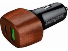 Nabíječka Energizer Ultimate - USB-C a USB-A nabíječka do auta 38W PD + QC3.0 (vlašský ořech)