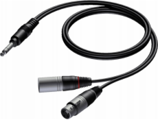 Kabel Procab  CAB709/3 6,3 mm Jack samec stereo - XLR samec a XLR samice 3 metry