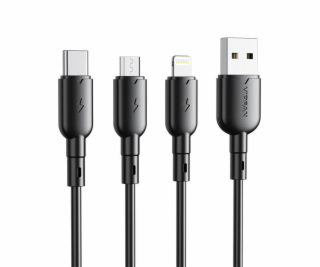 Kábel USB na USB-C VFAN Colorful X11, 3A, 1m (čierny)