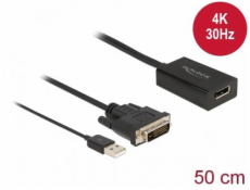 Adapter DVI Stecker > DisplayPort 1.2 Buchse, 4K mit HDR Funktion