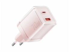 Wall charger Yueqi 70W GaN USB-C + USB-A (pink)