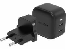 Nabíječka Energea Nabíjení ENERGEA. síť. 2xUSB-C PD-PPS 45W 2C černá/černá US+EU Travelite GAN45