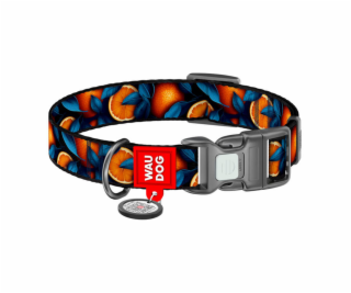 Waudog  Oranges  nylon dog collar with QR code, size S