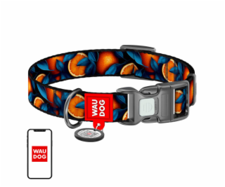 Waudog  Oranges  nylon dog collar with QR code, size L