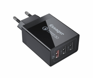 Wall charger Essager ECTQC3-FBB01 3xUSB 30W (black)