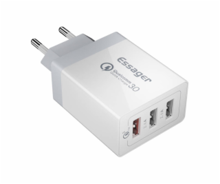 Wall charger, Essager, ECTQC3-FBB02,  3xUSB, 30W (white)