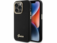 Pevné pouzdro Guess  GUHCP15LSMBSLK iPhone 15 Pro 6.1 černo/černé silikonové kovové logo a rámeček