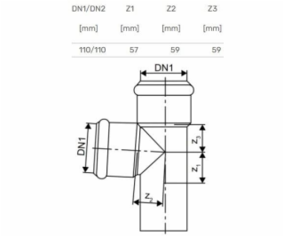 T-kus pro vnitřní odvodnění Skolan, 110 mm x 110 mm, 87°