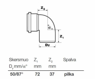 Vnitřní drenážní koleno Wavin, O 50 mm, 87°