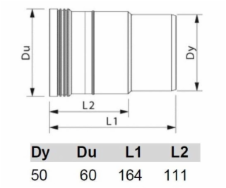 Vyrovnávací spojka pro vnitřní odpadní vodu Wavin, O 50 mm