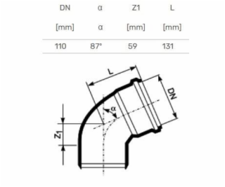 Vnitřní kanalizační koleno HTplus, O 110 mm, 87°