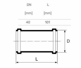 Vnitřní kanalizační opravná spojka HTplus, O 40 mm