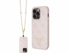 Pouzdro Guess  GUHCP14LP4TDSCPP pevné pouzdro pro Apple iPhone 14 Pro Crossbody 4G kovové logo růžové/růžové