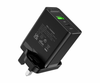 USB-A, USB-C Wall Charger Vention FBBB0-UK 18W/20W UK Black