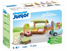 PLAYMOBIL 71691 Junior: Ekologický stánek a vysokozdvižný vozík, stavební hračka