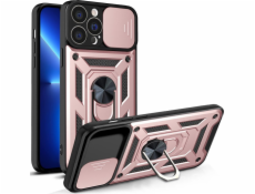 Pouzdro Hurtel Hybrid Armor Camshield iPhone 13 Pro pancéřový kryt s krytem fotoaparátu růžový