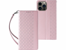 Hurtel Magnet Strap Case iPhone 14 Pro Case Flip Cover Wallet Mini Lanyard Stand Pink