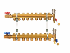Capricorn 9-okruhový rozdělovač mosazné OPTIMUM s ručními ventily pro radiátory