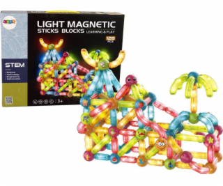 Magnetické bloky LeanToys se 128 prvky se svítícími kulič...