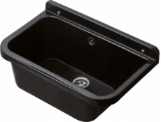 Umyvadlo Hydroland SINK.55 UŽITEČNÁ PROSTOR ČERNÝ POLYPR. 55X34X21 + SIPHON S VYPÍNAČEM + ZÁSTRČKA // HYDRO-DŘEZ.55-ČER