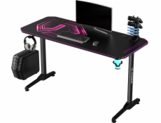 Ultradesk ULTRADESK herní stůl FRAG - PINK V3, 140x60 cm, 76 cm, s podložkou pod myš, sluchátka a držák nápojů