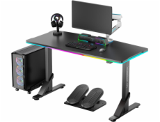 Ultradesk stůl ULTRADESK Herní stůl IRON BLACK, 132,5x60,5 cm, 71-81 cm, mechanické nastavení výšky