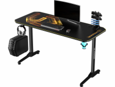 Ultradesk ULTRADESK herní stůl FRAG - GOLD V3, 140x60 cm, 76 cm, s podložkou pod myš, sluchátka a držák na pití