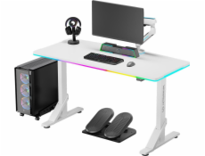 ULTRADESK IRON WHITE herní stůl, 132,5x60,5 cm, 71-81 cm, mechanické nastavení výšky