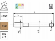 Fanar THREAD M12x1.25 DIN-374C R40 (6H) HSSE TIN 800X