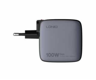 LDNIO Q408 100W USB-A + 3x USB-C mains charger (black)