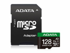 ADATA MicroSDXC karta 128GB Speed Plus, U3, C10, A2, V30 (R:180/W:160 MB/s) + SD adaptér