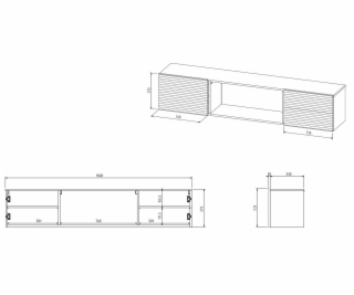 Cama RTV skříň TULA 183x35x37 bílá matná + bílá krbová římsa