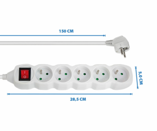 Esperanza ELK214W Napájecí lišta 5GN/1,5M Bílá