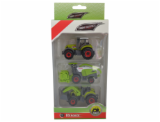 Set poľnohospodárskych strojov: traktor, kombajn, traktor s čelným nakladačom 1:64