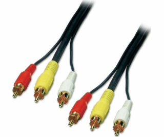 Lindy RCA (Cinch) x3 - RCA (Cinch) x3 kabel 10m černý (35...