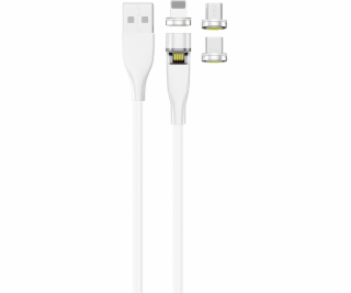 USB 2GO USB-A - USB-C + micro-B + Lightning kabel Bílá (7...