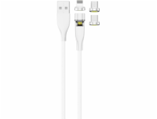 USB 2GO USB-A - USB-C + micro-B + Lightning kabel Bílá (797317)