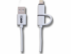 USB 2GO USB-A - microUSB + Lightning kabel 1 m Bílá (795637)