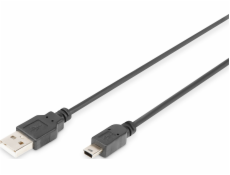 Digitus USB-A - miniUSB USB kabel 3 m černý (DB-300130-030-S)