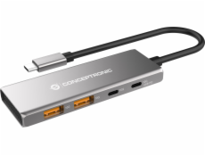 Adaptér AV Conceptronic CONCEPTRONIC Dock USB-C->2xUSB-C,2xUSB-A,100WPD na 0,25m gr