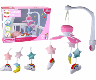 LeanToys Dětská postýlka Carousel Sound Sky Pink