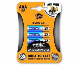 JCB OXI DIGITAL alkalická baterie LR03, blistr 4 ks