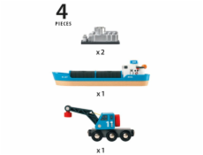 World Containerschiff mit Kranwagen, Spielfahrzeug