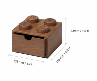 LEGO 2x2 Dřevěná stolní zásuvka Tmavá, úložný box