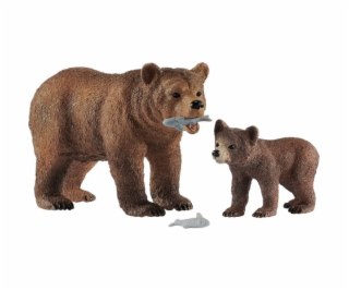 Schleich Wild Life matka medvěda grizzly s mládětem, figu...