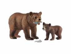 Schleich Wild Life matka medvěda grizzly s mládětem, figurka jako hračka