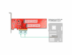 DeLOCK PCI Express x8 karta na 2 x interní NVMe M.2 Key M 110 mm, karta rozhraní