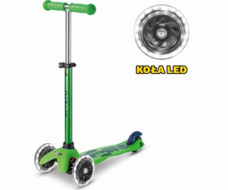 Mikrokoloběžka Mini DELUXE LED ZELENÁ MODRÁ