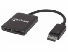 Manhattan rozbočovač, MST hub, DisplayPort na Dual DisplayPort (M/F), 4K@30Hz, černá