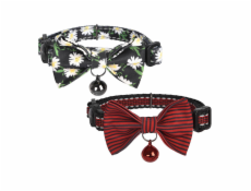 Collar set Dogness for cats 2 pcs (Daisy Black/Waterproof Red)